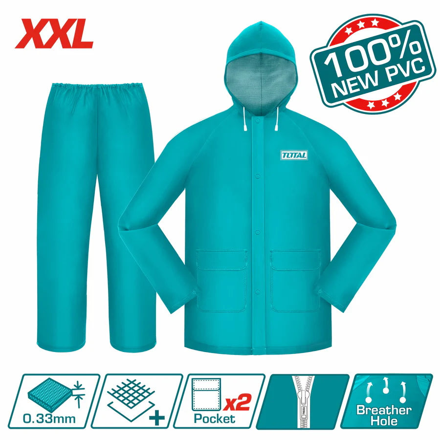 Total Rain Suit (XXL) 0.33mm PVC/Polyester 2-Piece | THTRS031 Total